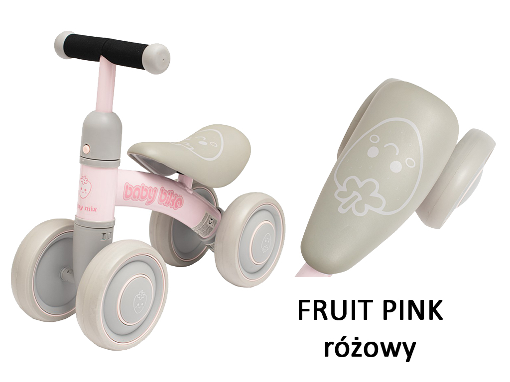 babymix rowerek czterokołowy biegowy na roczek pink